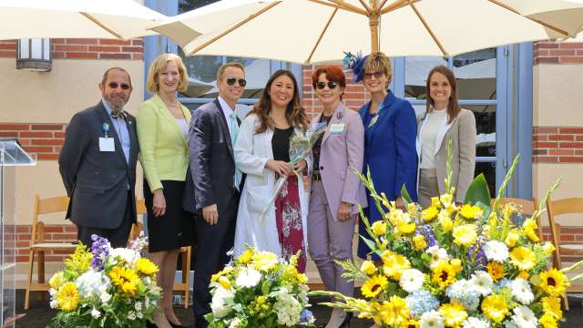 Group photo with UCLA SM Leadership as Sandra Sacks, MD, Receives UCLA Exceptional Physician Award