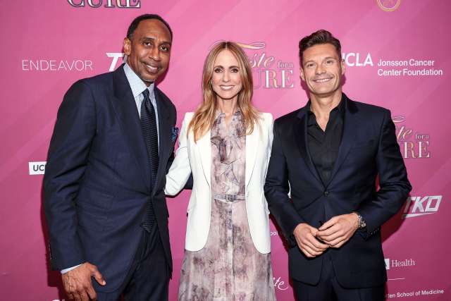 (From left) Honoree Stephen A. Smith, co-chair Dana Walden and host Ryan Seacrest