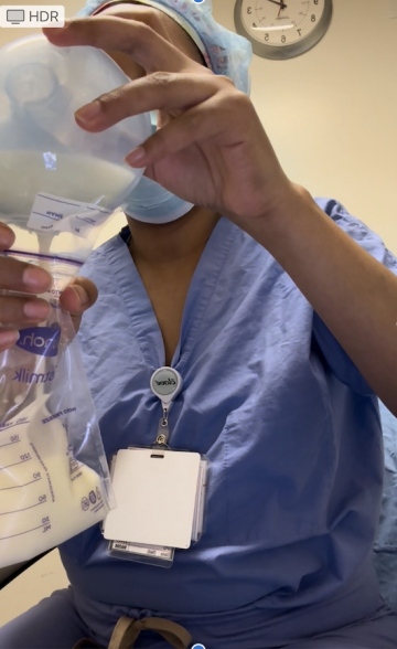 Dr. Beti Asnake Pouring Breast Milk Into Lactation Bag in Hospital