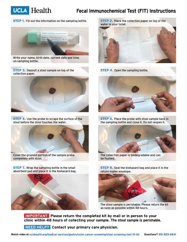 Stool Screening Test (FIT Kit) - Colorectal Cancer Screening | UCLA Health