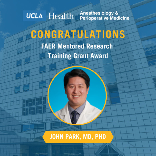 John Park, MD, PHD receives prestigious FAER Mentored Research Training Grant Award