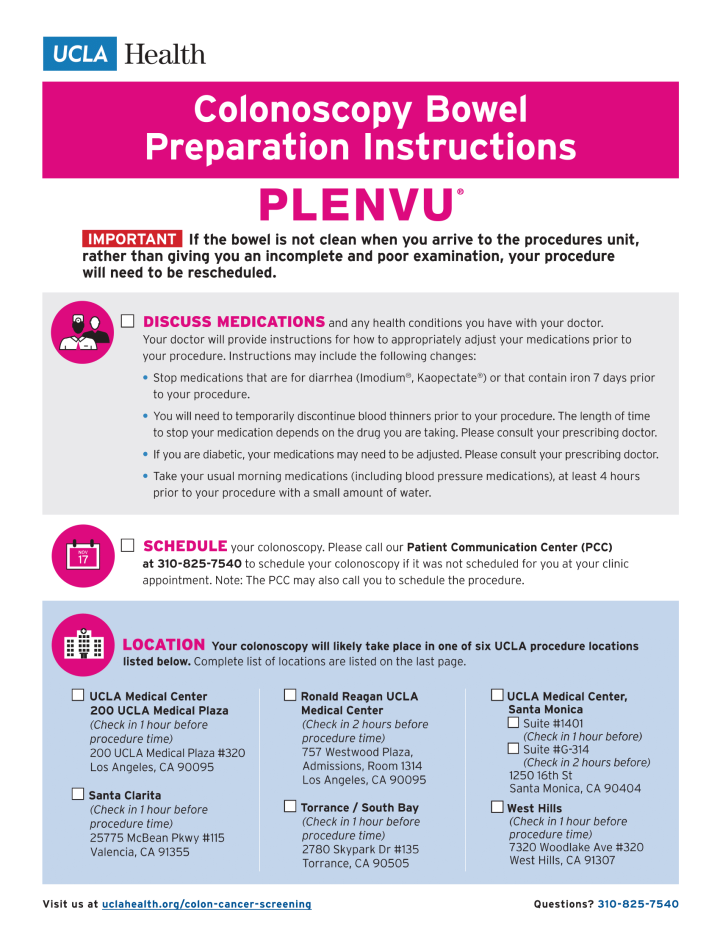 Colon Prep Instructions - Colorectal Cancer Screening | UCLA Health