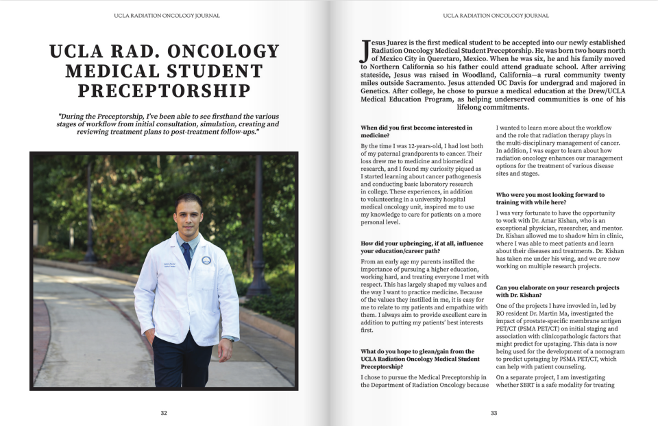 Rad Onc Medical Student Preceptorship Magazine Feature