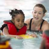 Children learning how to swim