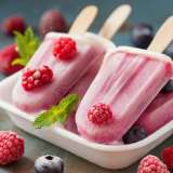 Creamy Berry Homemade Popsicles in a White Dish